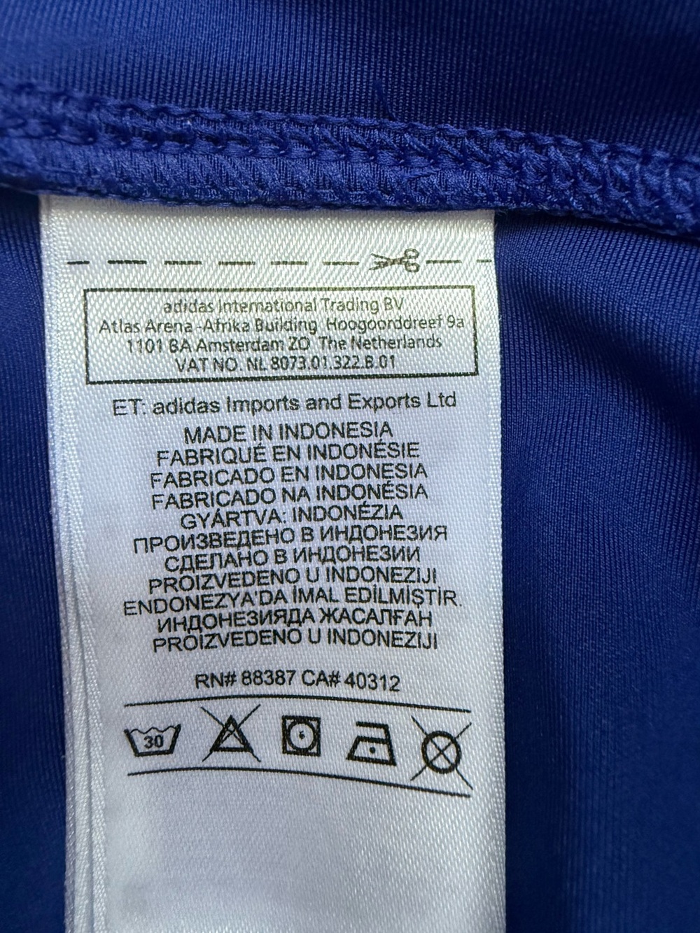 adidas Women’s XS High-Waist Athletic Leggings Royal Blue/White Interior Pocket - Picture 9 of 9